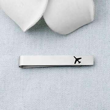 LQRI Airplane Tie Clip Airplane Jewelry Pilot Gift Fly Safe Tie Clip Aviation Gifts Pilot Tie Bar Gi...