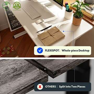 FLEXISPOT EN1 Whole-Piece Standing Desk 48 x 30 inches Electric Height Adjustable Desk Home Office Table Stand Up Desk Leg w/Automatic Smart Keypad (Upgraded White Frame + White Top, 2 Packages)