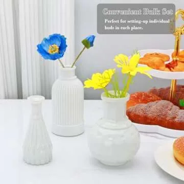 Brajttt White Flower Vase Set, Glass Bud Vase in Bulk Set of 8,Artistic and Cultural Flavor Mini Vases for Home Office Decor, Bedroom, Office, Living Room Decorations,Wedding