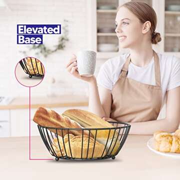 Riccle Fruit Basket For Kitchen Counter - 3 Tier Fruit Basket - Triple Layer Metal Wire Fruit Bowl For Kitchen Counter top - Three Tiered Fruit Holder For Kitchen, Produce, Vegetables