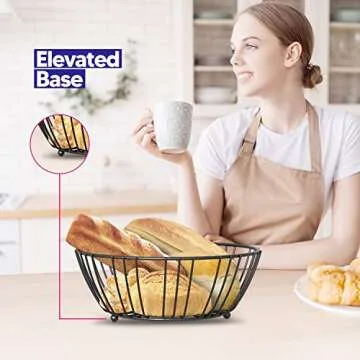 Riccle Fruit Basket For Kitchen Counter - 3 Tier Fruit Basket - Triple Layer Metal Wire Fruit Bowl For Kitchen Counter top - Three Tiered Fruit Holder For Kitchen, Produce, Vegetables