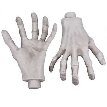 Halloween Skeleton Hands - Realistic Life Size Severed Fake Plastic Hands for Halloween Props Decoration, (2Pairs)