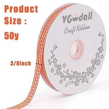 VGooall Reddish-Orange Gingham Ribbon 3/8 x 50Yd for Crafting & Gift Wrapping