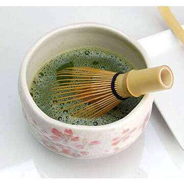 Happy Sales HSMB-SKFL3, Authentic Japanese Traditional Tea Ceremony Matcha Bowl Chawan Handcrafted in Japan, Pink Sakura Flower