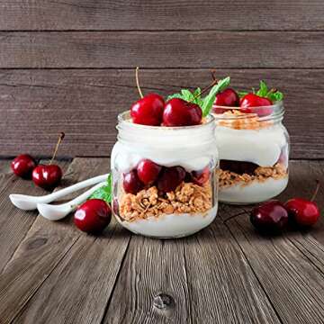 CycleMore 24 Pcs 8oz Clear Glass Mason Jars With Regular Silver Separable Lids, 250ml Round Spice Canning Jars for Honey, Jam, Herb, Wedding Favors, Kitchen Storage, DIY Souvenir