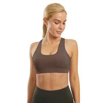 AFITNE Strappy Sports Bra for Women Crisscross Back Medium Support Padded Workout Fitness Yoga Bra w...