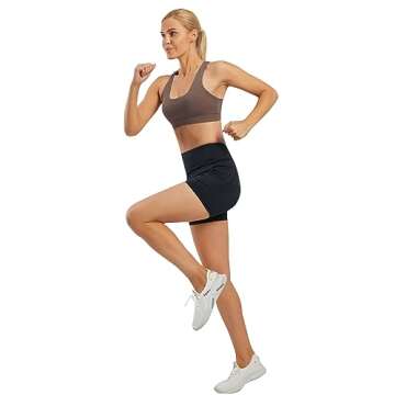 AFITNE Strappy Sports Bra for Women Crisscross Back Medium Support Padded Workout Fitness Yoga Bra with Removable Cups Brown, XS