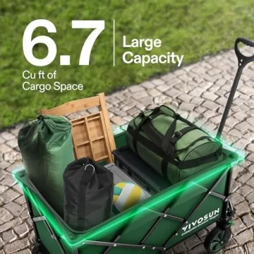 VIVOSUN Collapsible Folding Wagon with Silent Wheels and Cup Holders