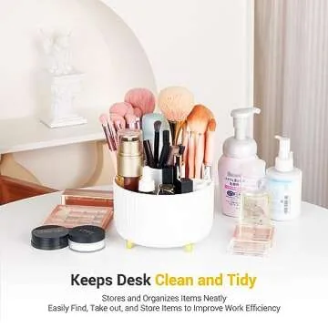 4Johor Pen Holder - 5 Compartment 360 Rotating Desk Organizer