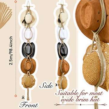 Yulejo Macrame Hat Hangers Boho for Wall Bohemian Women Rack Organizer Hanging Display Hand Weaving ...