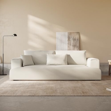 Acanva Modern Minimalist Sofa with Extra Deep Seats for Living Room, Bedroom and Lounge, Wool-Like T...