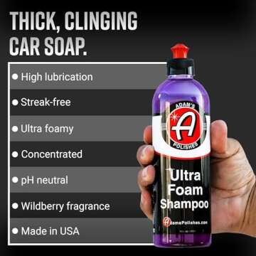 Adam's Polishes Ultra Foam Shampoo 16oz - Our Most Sudsy Car Shampoo Formula Ever - pH Neutral Formu...