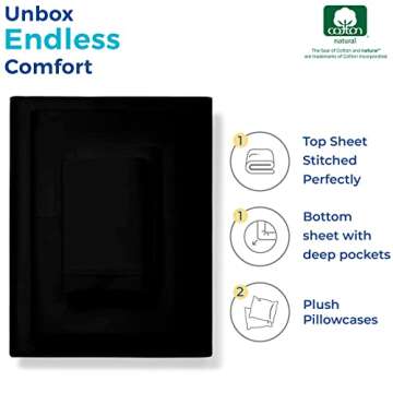 Egyptian California King Size Cotton Bed Sheets Set (Cal King, 1000 Thread Count) Coal Black Bedding and Pillow Cases (4 Pc) – Egyptian Cotton Sheets Cal King Size Bed- Sateen Sheets - 15” Deep Pocket