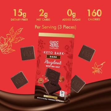 ChocZero Keto Bark Dark Chocolate Hazelnut Sea Salt Sugar-Free