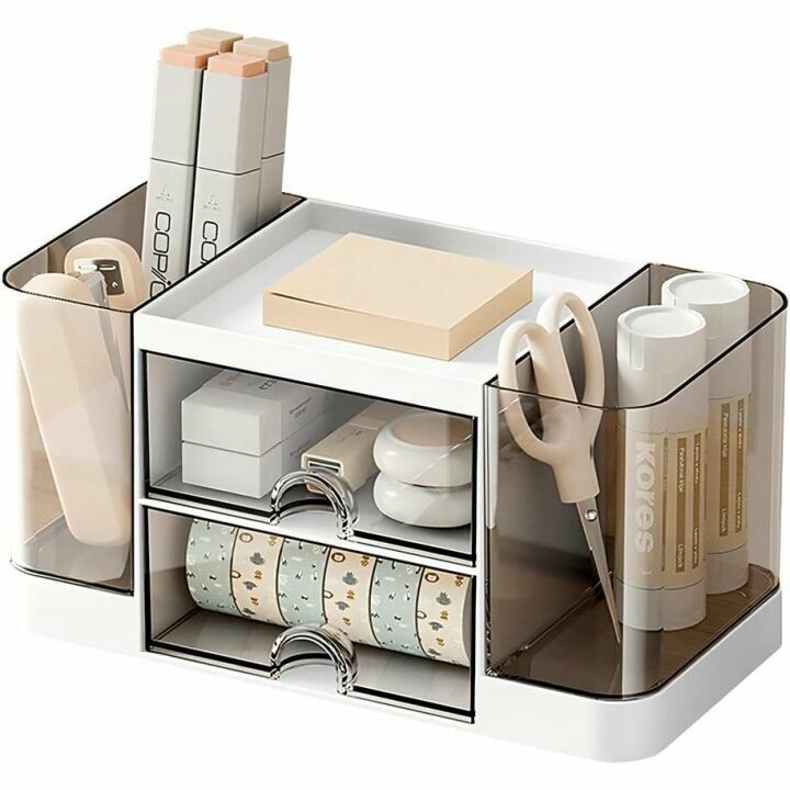 Pencil Pen Holder with 2 Drawers - Desk Organizer