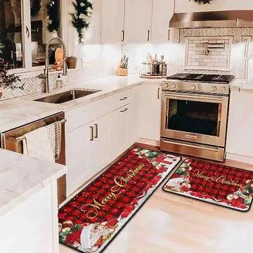 Noulmea Christmas Kitchen Rugs Set of 2 for Festive Decor