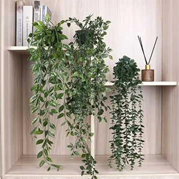 TOTOGA Artificial Hanging Plants 3 Pack for Indoor Decor