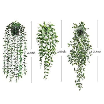 TOTOGA Artificial Hanging Plants 3 Pack for Indoor Decor