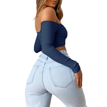 Sexy Off Shoulder Long Sleeve Crop Top for Women - Summer Blouse