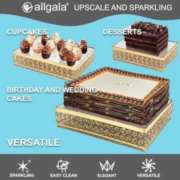 Allgala Elegant 3-Piece Cake Stand Set with Mirror