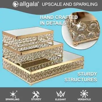 Allgala Elegant 3-Piece Cake Stand Set with Mirror