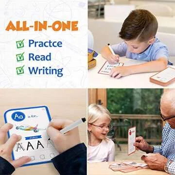 Alphabet Flash Cards for Toddlers-FlashCards Set of 4-Numbers,Alphabets,First Words,Colors&Shapes,Kindergarten Kids Cards Toddler Learning Activities(Upgraded Version for Tracing Letters and Numbers)