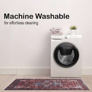 Adiva Rugs Machine Washable 6x9 Area Rug with Non Slip Backing for Living Room, Bedroom, Bathroom, Kitchen, Printed Vintage Home Decor, Floor Decoration Carpet Mat (Terra, 6' x 9')