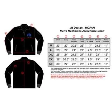 Mopar Men's Mechanics Jacket with Front & Back Emblems Available in Black or Gray (Black, Large)