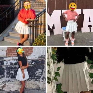 SANGTREE Junior Teen Girls Womens High Waist School Uniform Cosplay Costume Pleated Short Skirt, Cream White US M