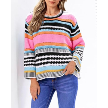 KIRUNDO Women's Stylish Fall Striped Sweater in XL