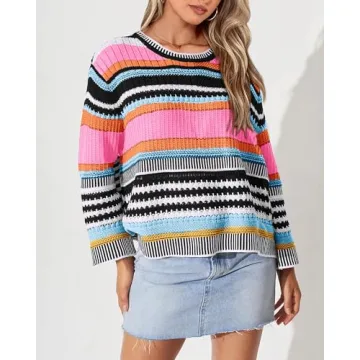 KIRUNDO Women's Stylish Fall Striped Sweater in XL