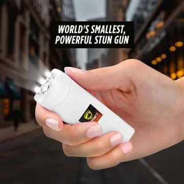 Guard Dog Hornet Micro Stun Gun Keychain - with LED Flashlight, Safety Switch, and Powerful Shock, Heavy Duty Keychain Stun Gun with Bright Flashlight, Built-in Charger, Women Self Defense - White