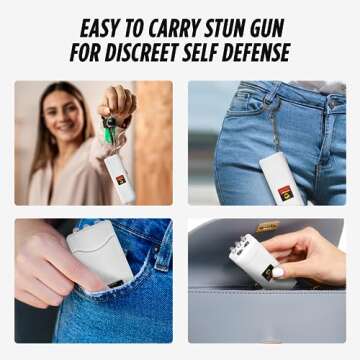 Guard Dog Hornet Micro Stun Gun Keychain - with LED Flashlight, Safety Switch, and Powerful Shock, Heavy Duty Keychain Stun Gun with Bright Flashlight, Built-in Charger, Women Self Defense - White