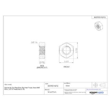 ASME B18.6.3 Zinc Plated Steel Machine Screw Hex Nuts - Pack of 100