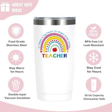 Golden Associate Teacher Appreciation Gifts, Tumbler 20 oz Coffee Travel Mug Set, Women Teacher Birt...