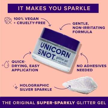Unicorn Snot Face & Body Glitter - Cosmetic-Grade Holographic Glitter Gel - Glitter Makeup for Festi...