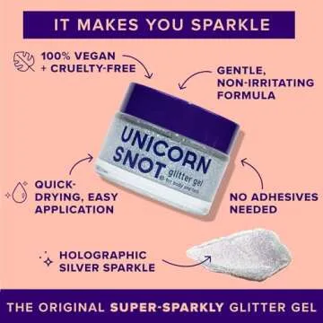 Unicorn Snot Face & Body Glitter - Cosmetic-Grade Holographic Glitter Gel - Glitter Makeup for Festi...