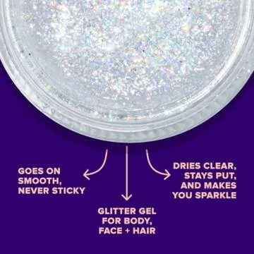 Unicorn Snot Face & Body Glitter - Cosmetic-Grade Holographic Glitter Gel - Glitter Makeup for Festivals, Raves, Anime Cosplay - Safe for Face, Easy Application & Removal, 1.7oz Silver Glitter (Disco)