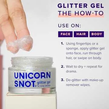 Unicorn Snot Face & Body Glitter - Cosmetic-Grade Holographic Glitter Gel - Glitter Makeup for Festivals, Raves, Anime Cosplay - Safe for Face, Easy Application & Removal, 1.7oz Silver Glitter (Disco)