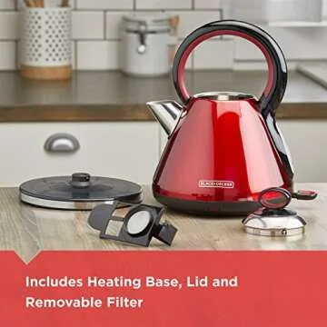 BLACK+DECKER KE2900R 1.7L Stainless Steel Electric Cordless Kettle, Red