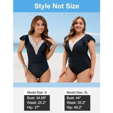 Blooming Jelly Womens Tummy Control Swimsuit One Piece Ruffle Swimwear Full Coverage Bathing Suits (Medium,Black)