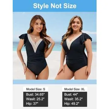 Blooming Jelly Womens Tummy Control Swimsuit One Piece Ruffle Swimwear Full Coverage Bathing Suits (Medium,Black)