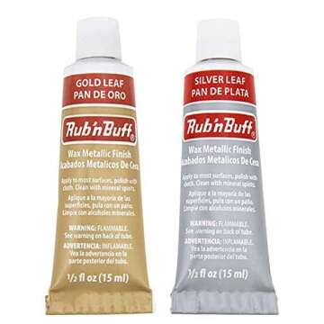 Rub-N-Buff 2 Color Assortment with Premium Buffing Cloth (Silver Leaf, Gold Leaf)