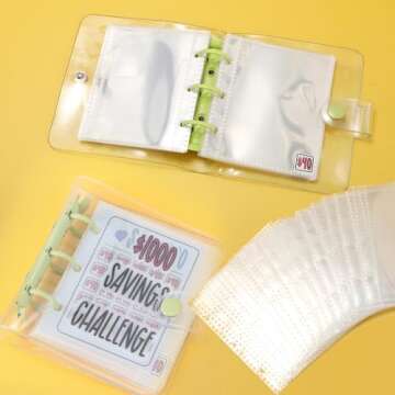 Jetec 1000 Money Saving Challenge with 25 Binder Mini Savings Challenge Book with Envelopes Budget S...