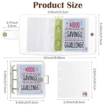 Jetec 1000 Money Saving Challenge with 25 Binder Mini Savings Challenge Book with Envelopes Budget Saving Cash for Budgeting Planner School Class Prize Gift (Green)
