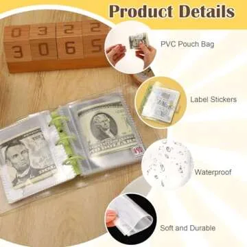 Jetec 1000 Money Saving Challenge with 25 Binder Mini Savings Challenge Book with Envelopes Budget Saving Cash for Budgeting Planner School Class Prize Gift (Green)