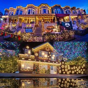 LJLNION 1000LED Christmas Lights, Extra Long 328FT Xmas Green Wire Fairy String Lights Plug in Outdo...