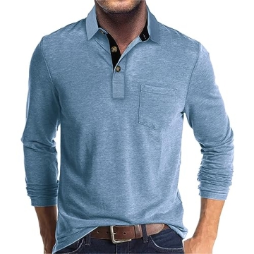 PICKLION Men's Moisture-Wicking Long Sleeve Polo - Stylish & Comfortable