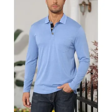 PICKLION Moisture-Wicking Long Sleeve Polo Shirt for Men