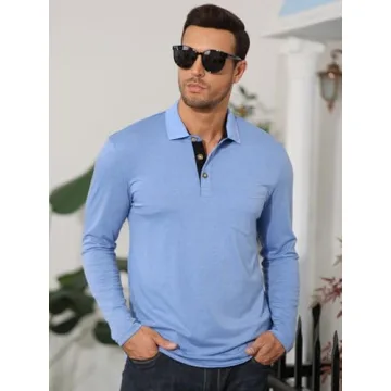 PICKLION Moisture-Wicking Long Sleeve Polo Shirt for Men
